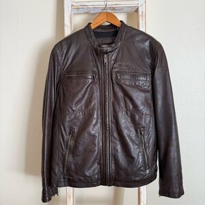 Genuine Leather Jacket by Andrew Marc Dark Brown Size M